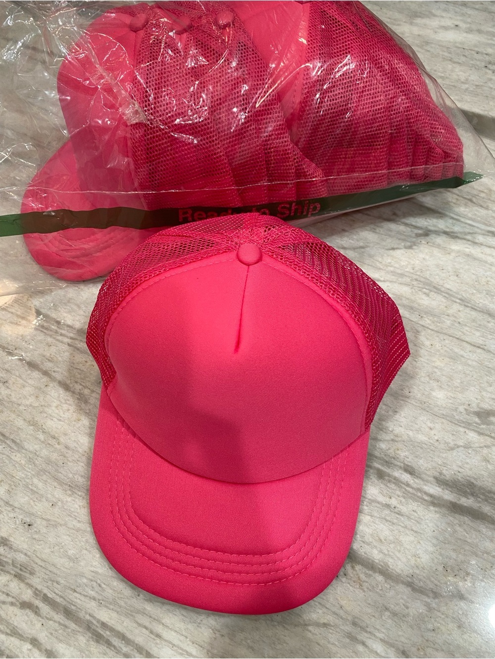 NEW in bag Lot of 12 Hot Pink 5 panel Mesh Trucker Hat